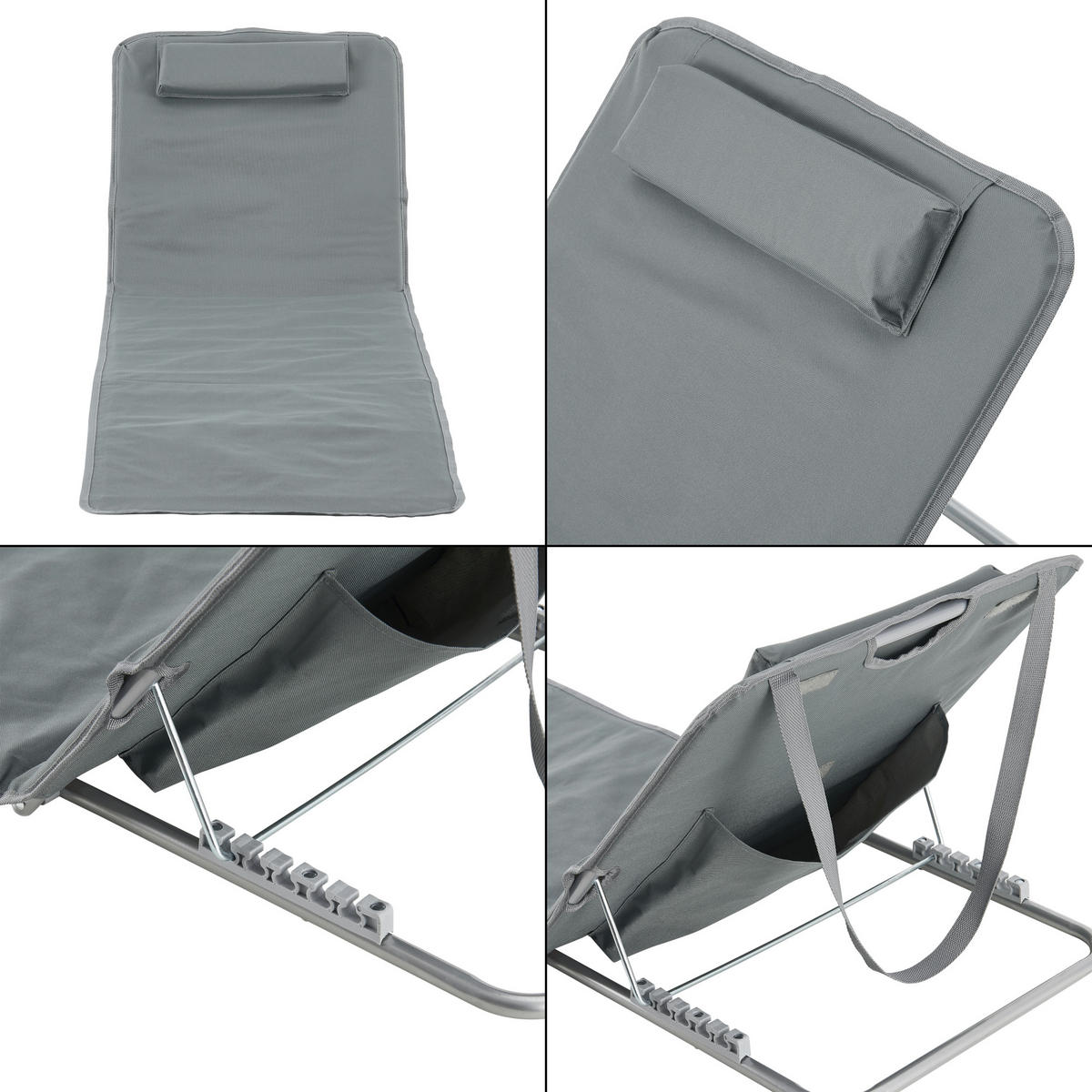 STRANDMATTEN-SET 2 TLG. Cellorigo - Dunkelgrau, Textil/Metall (160/42/49cm) - [en.casa]