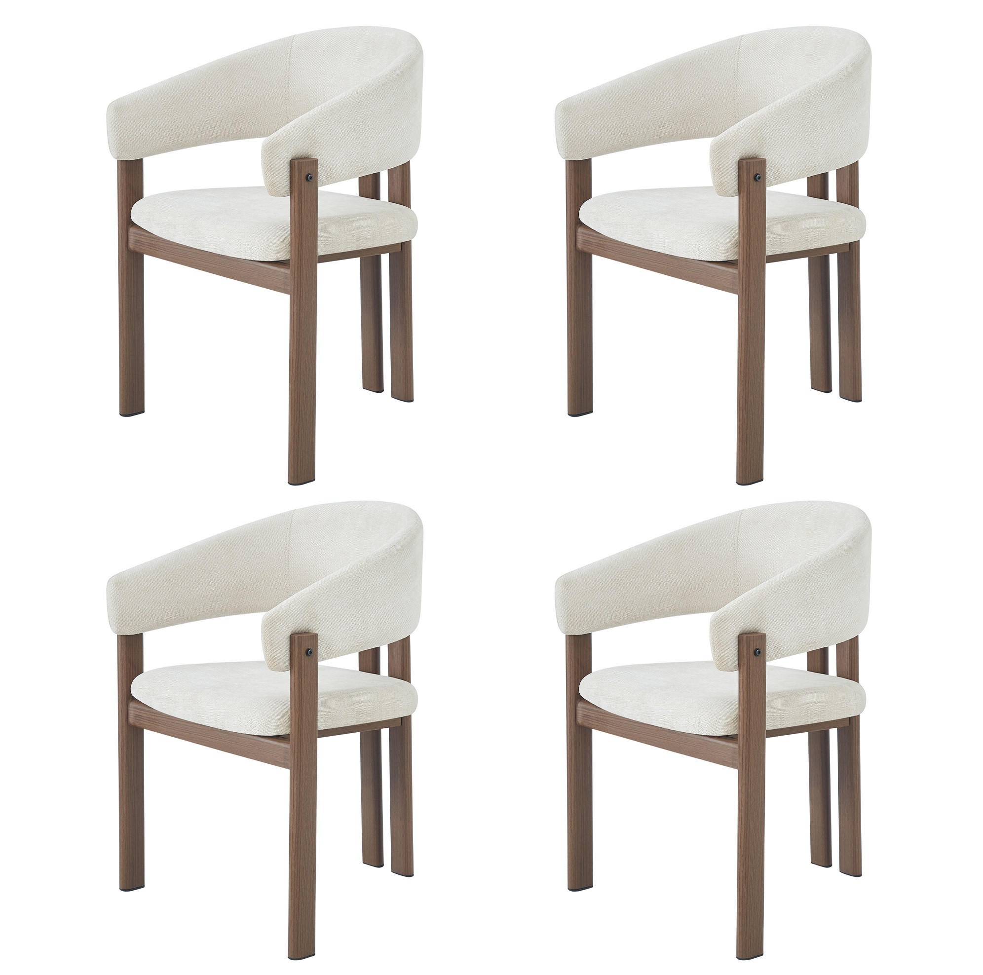 ESSZIMMERSTUHL 4er-Set mit Armlehnen Walnussoptik Beige - Walnussfarben, Holz (52.5/83/61.51cm) - Meubliv