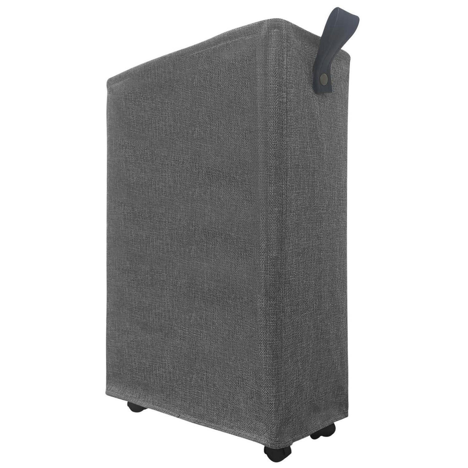 WÄSCHEKORB schmal faltbar mit Rollen 40L dunkelgrau - Anthrazit, Textil (18.5/58/39cm)
