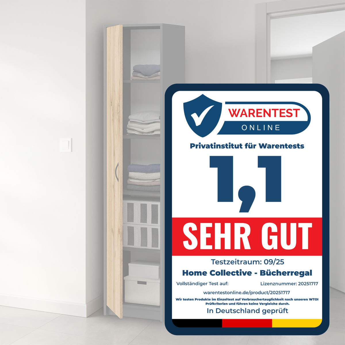 MEHRZWECKSCHRANK mit 4 Einlegeböden 50 cm Breite in graphit-eiche - Eichefarben/Graphitfarben, Holzwerkstoff (50/180/35cm) - Home Collective