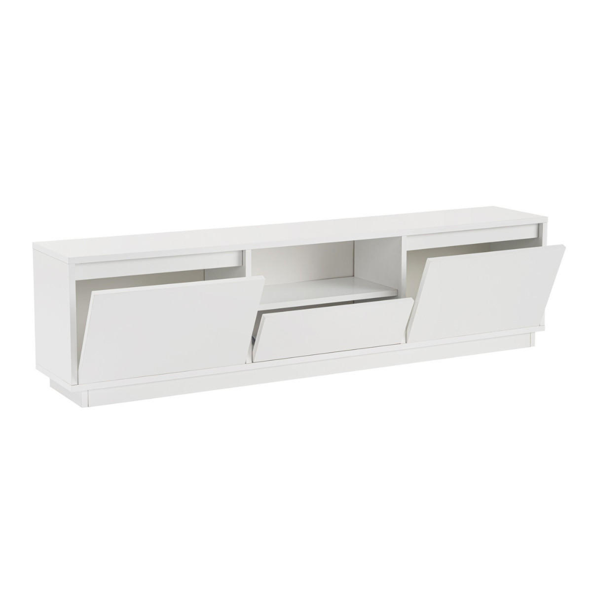 TV-MÖBEL mit 3 klappbaren türen und 1 offenem fach - vanguard 160/29,5/42 cm - Weiß, Holzwerkstoff (29.5/42/160cm) - Calicosy