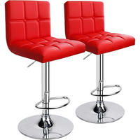 BARHOCKER 2er-Set Kunstleder Rot höhenverstellbar - Rot, Kunststoff (40/112/37cm)