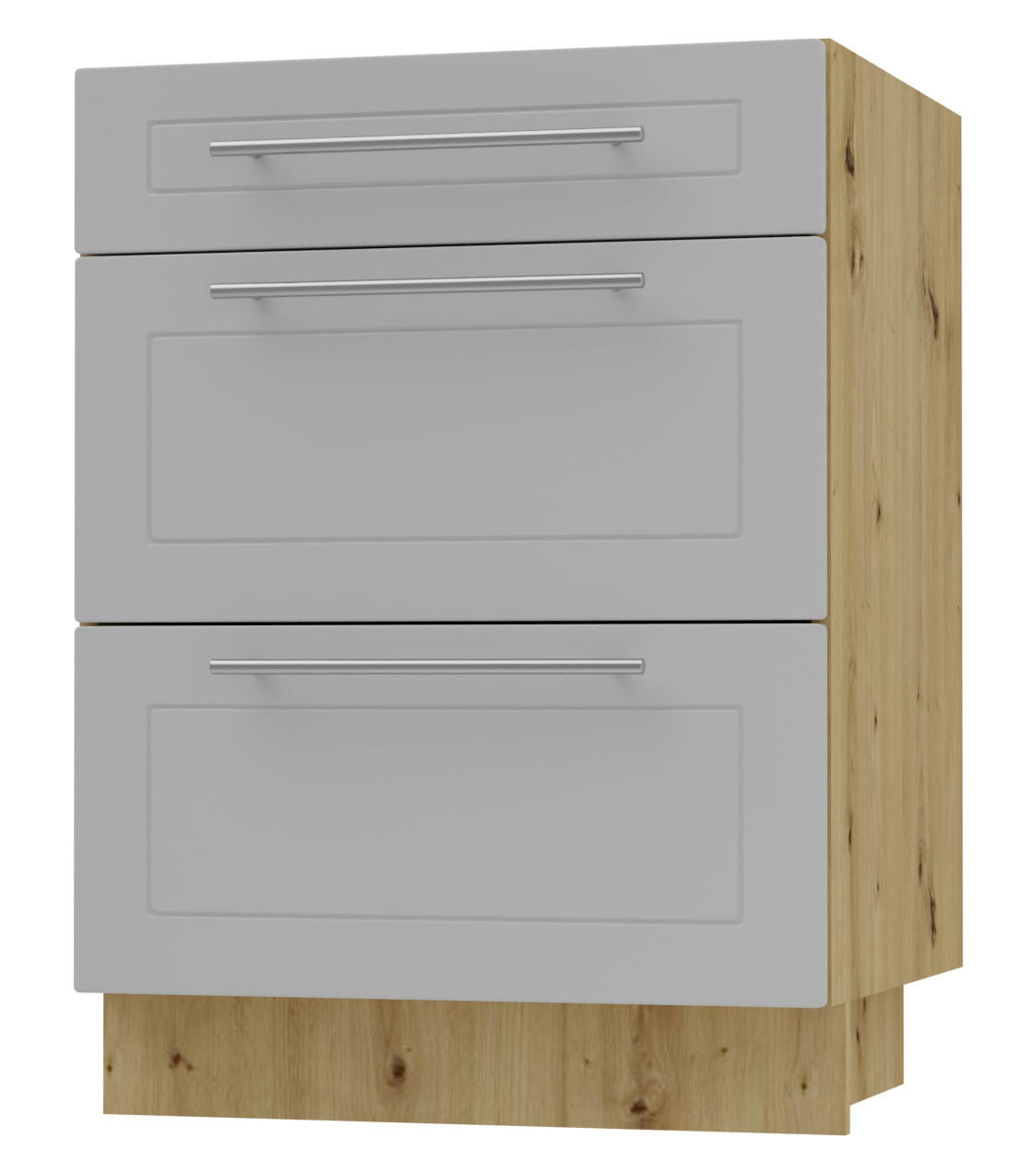 Feldmann-Wohnen Schubladenunterschrank Grau, Eiche Artisan 60x82x50 cm