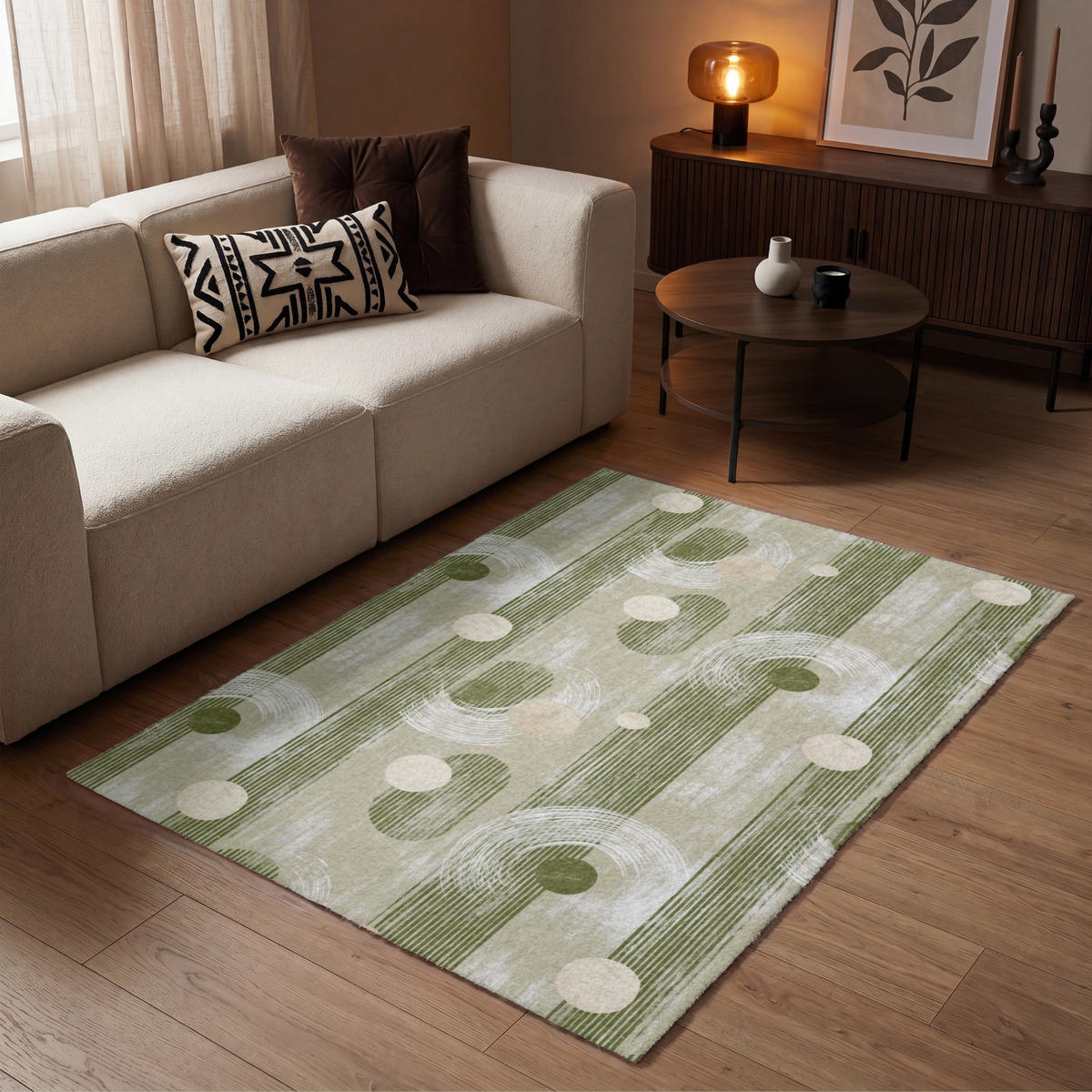 TEPPICH - Künstlerisch - Modern - Grün - 120x180 cm - Olivgrün, Kunststoff/Textil (120/0.4cm) - OnlyWow