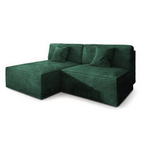 ECKSOFA FIORO Grün Kordstoff mit Schlaffunktion - Grün, Holz (204/148cm) - MASSENO