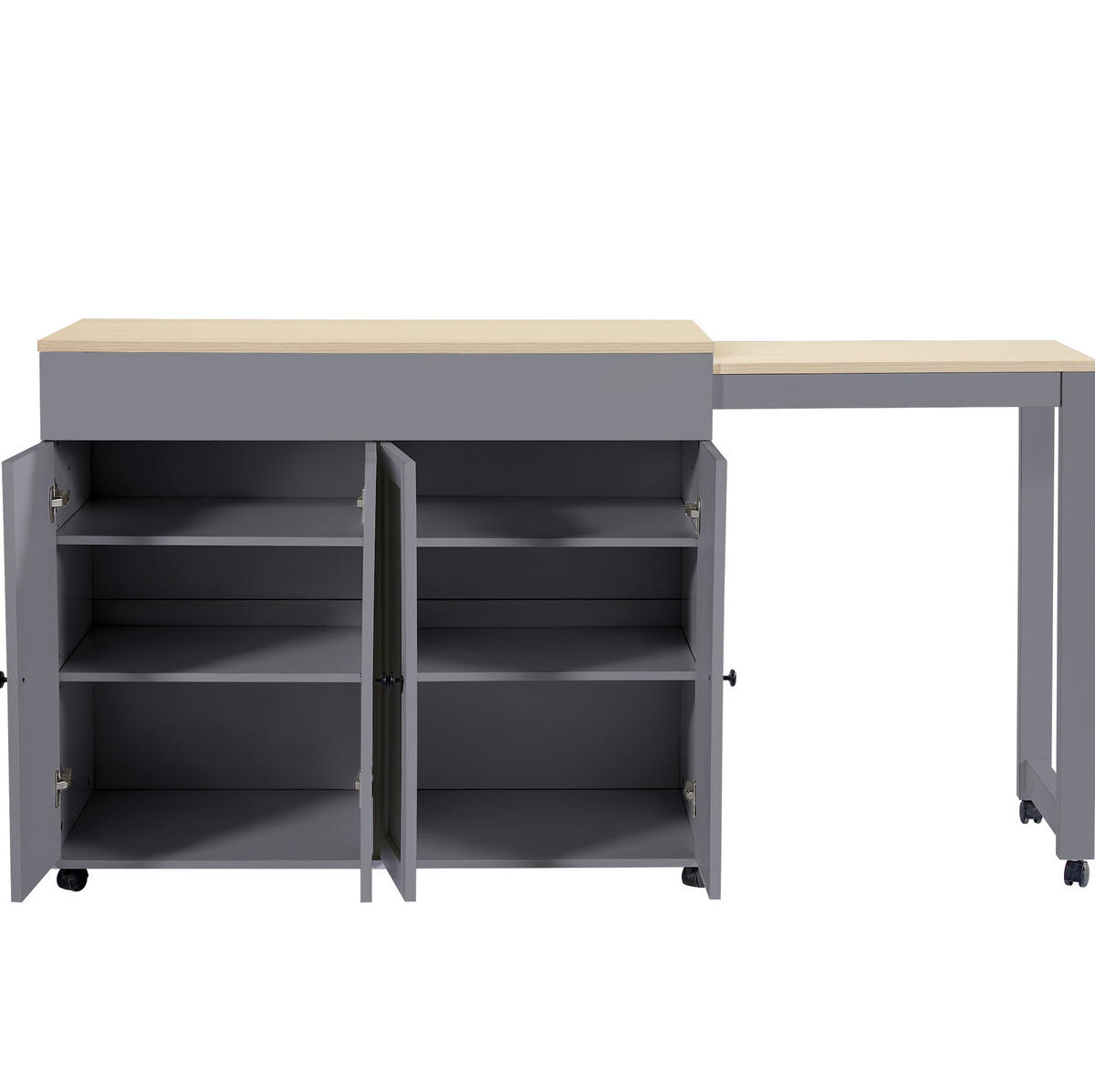 STEHTISCH/BARTISCH 117-180/50/94,6 cm mit 6 Ablagefächern in Grau - Grau, Holzwerkstoff (117/50/94.6cm) - BEAOK