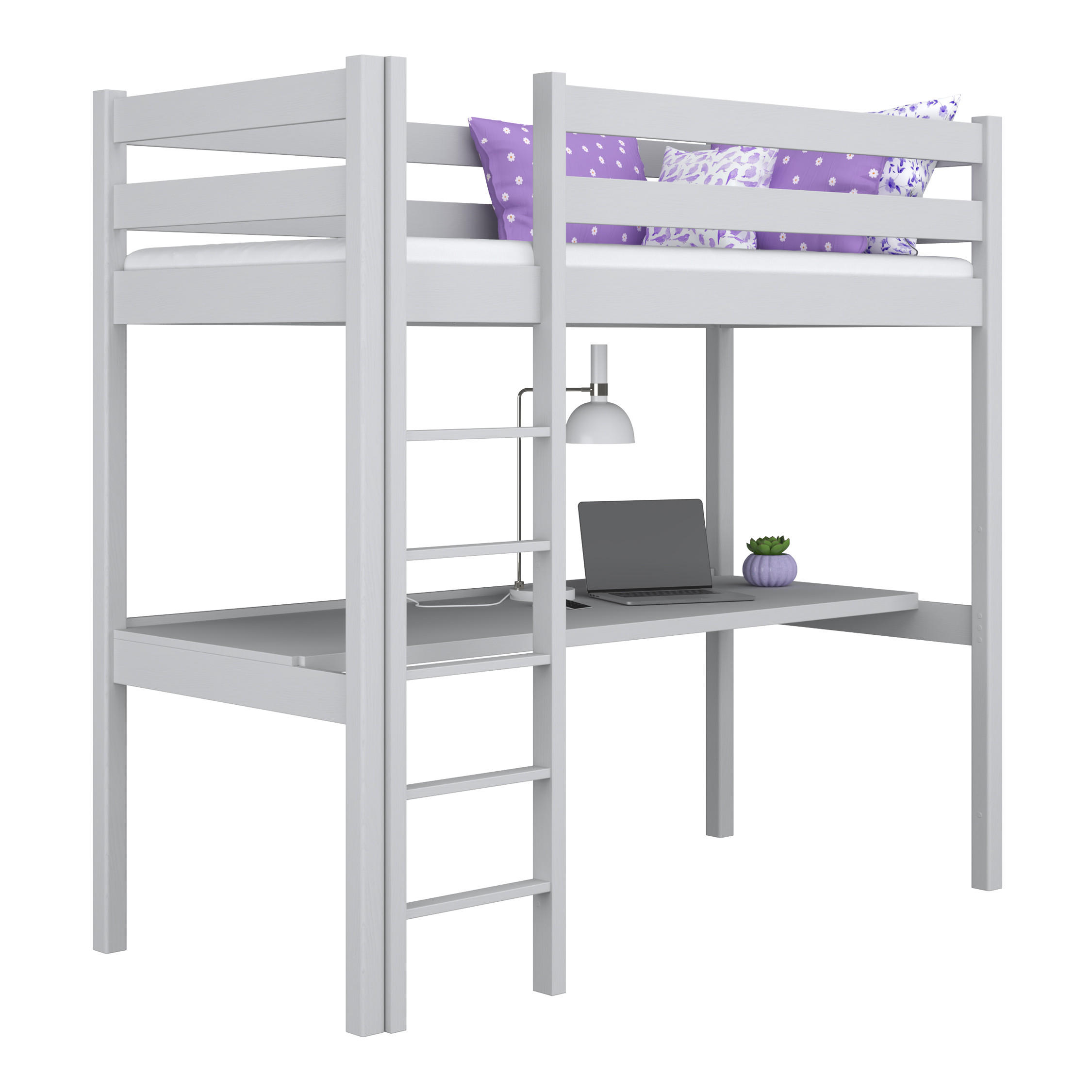 N-Wood Hochbett Grau 80x190 cm