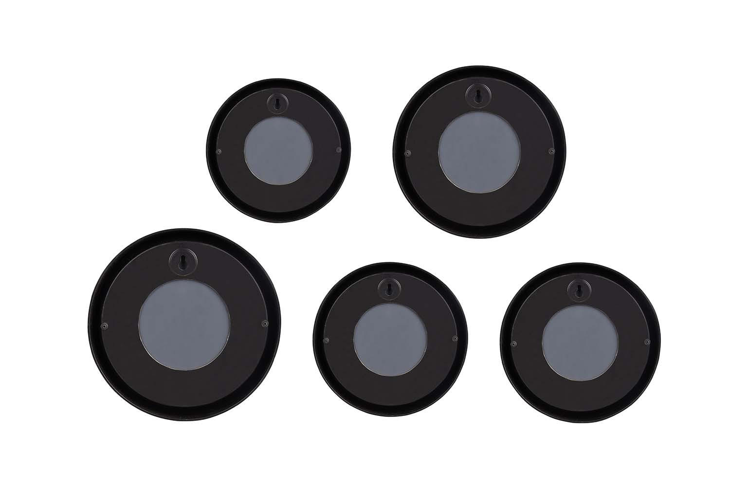 WANDSPIEGEL Vivien 5er Set Schwarz-Gold - Ø25 cm, Ø23 cm, Ø18 cm, 2x Ø15 cm - Schwarz, Metall (25/25/4cm) - Niermann