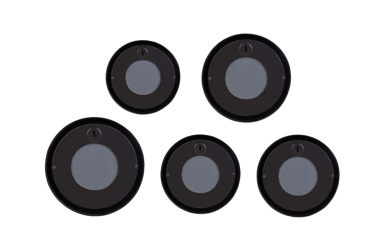 WANDSPIEGEL Vivien 5er Set Schwarz-Gold - Ø25 cm, Ø23 cm, Ø18 cm, 2x Ø15 cm - Schwarz, Metall (25/25/4cm) - Niermann