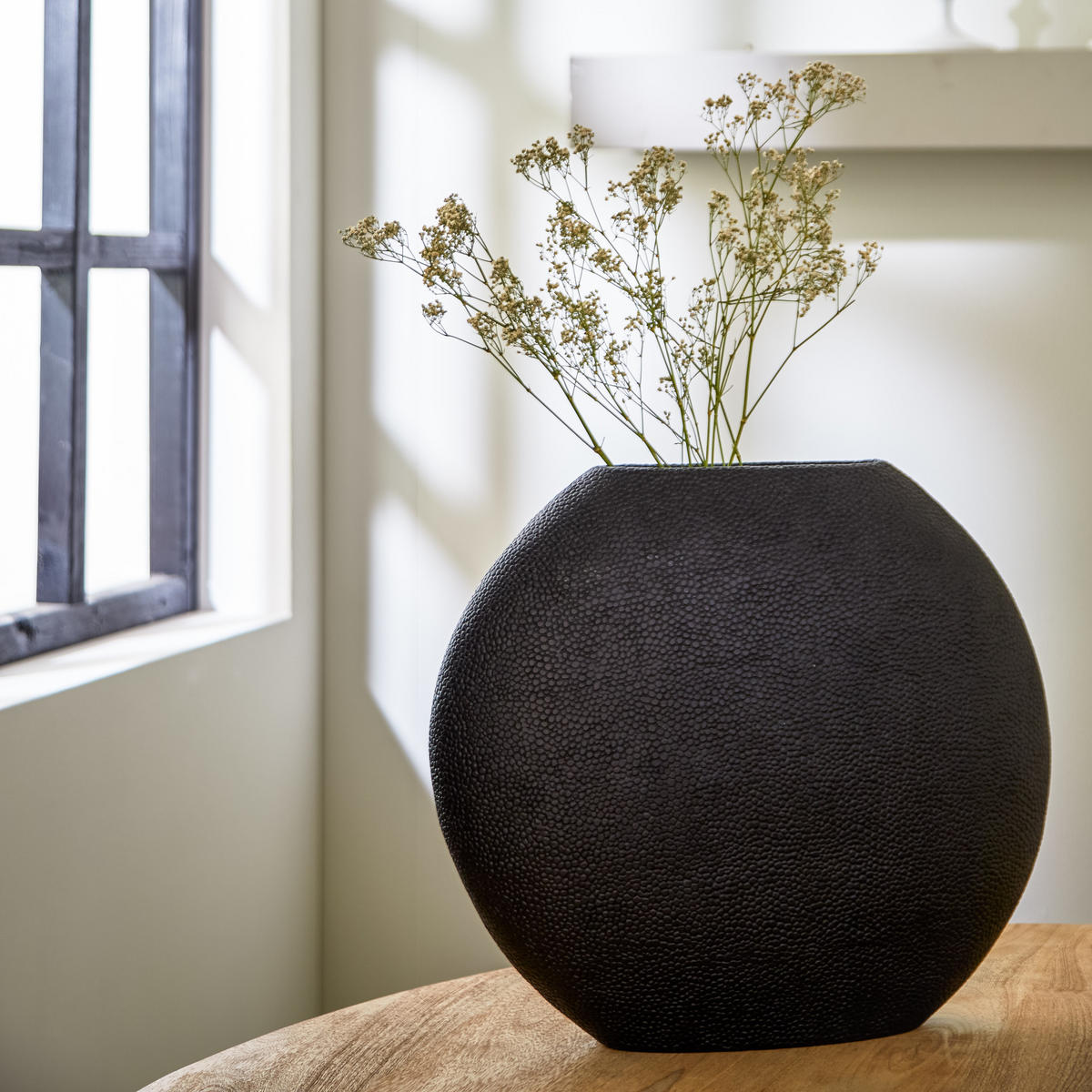 VASE Rochenhaut Schwarz 49,5/20/45 cm - Schwarz, Kunststoff (45cm) - Light & Living