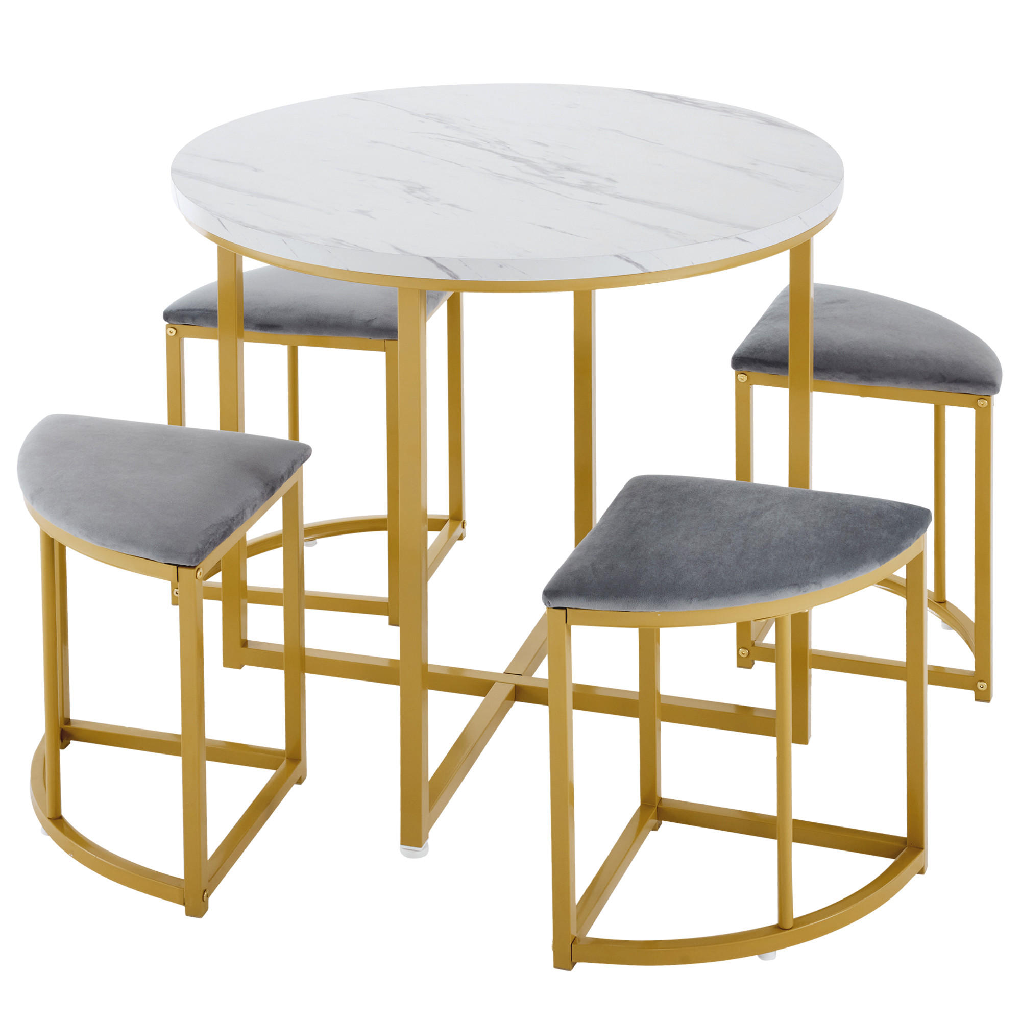 ESSTISCH mit 4 Stühlen Grau - Grau, Holzwerkstoff/Textil (80/80/75cm) - Urban Meuble