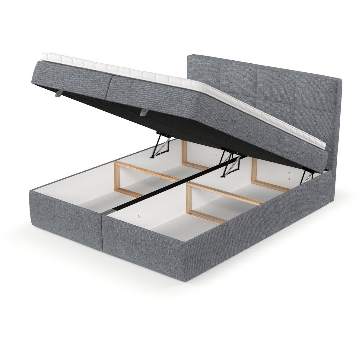 BOXBETT Velto 180/200 cm Grau im Neve Stoff - Schwarz/Grau, Holz/Holzwerkstoff (180/200cm) - AltaBeds