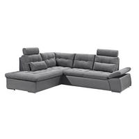 ECKSOFA mit Schlaffunktion, Armlehnfunktion und Kopfstützen - Chromfarben/Anthrazit, Textil (219/219cm) - ed exciting design