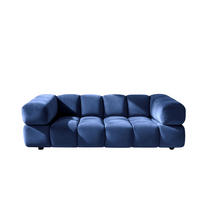 SOFA 3-Sitzer, Couch, Veloursstoff Bluvel, Tintenblau, Averro - Blau, Holz (240/70/96cm) - Kaiser Möbel