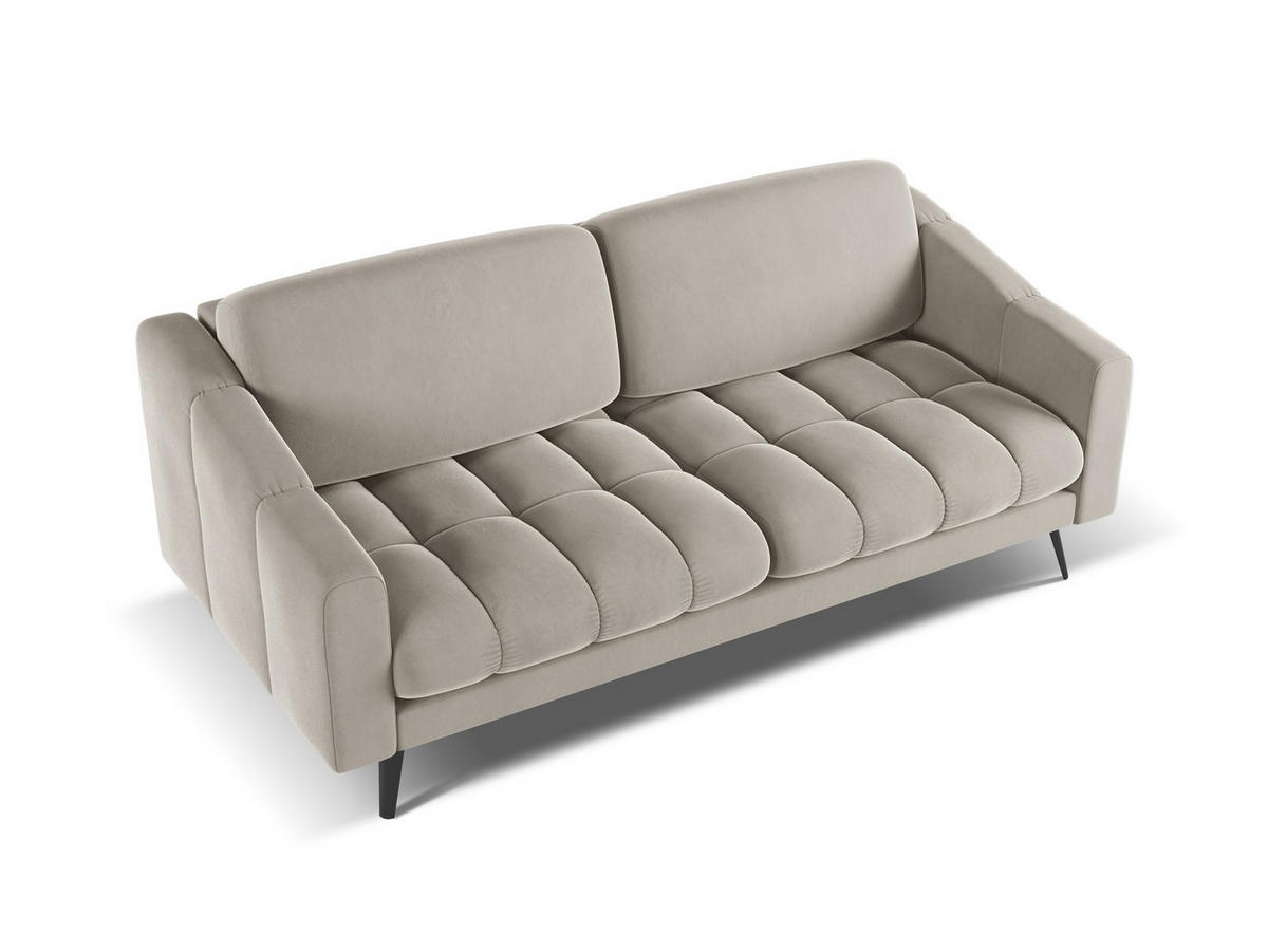 3-SITZER SOFA Samt Stoff Grau - Taupe/Schwarz, Textil/Metall (202/80/95cm) - Makamii