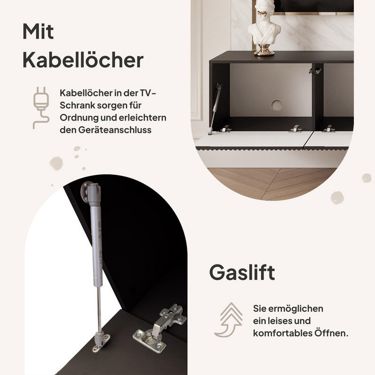 TV-LOWBOARD ANGEL Schwarz hängend mit LED-Beleuchtung 100 cm - Schwarz, Holzwerkstoff (100/36/40cm) - Idohome