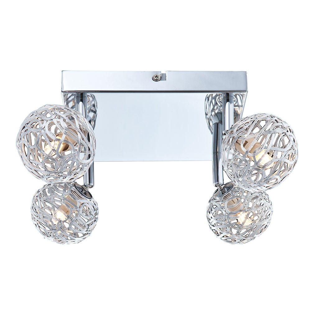 LED DECKENLEUCHTE Kugeln Geflecht Silber Chrom - Silberfarben, Metall (25/20/15cm) - Globo Lighting