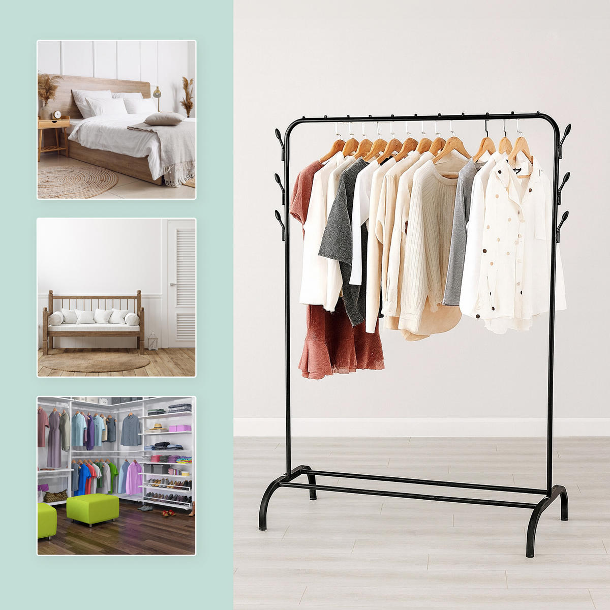 KLEIDERSTÄNDER - Weiß, Kunststoff/Metall (110/148/40cm) - Relaxdays