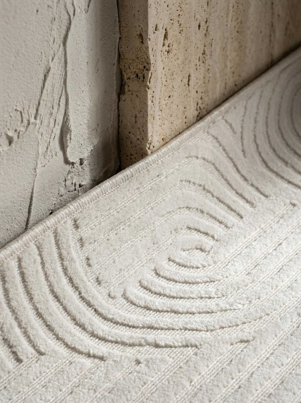 TEPPICH Kurzflor 3D-Struktur Polypropylen Wohnzimmer Creme Rechteckig 240x340 - Beige, Textil (240/340cm) - KADIMA DESIGN