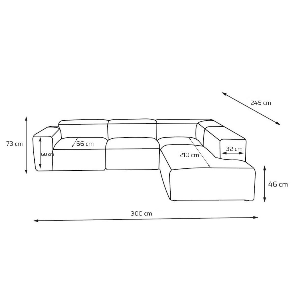 4-SITZER modulares Ecksofa HEAVEN SET 2 Rechts, Breite 300 cm Webstoff Grau - Schwarz/Grau, Holz/Kunststoff (245/300cm) - Muffo