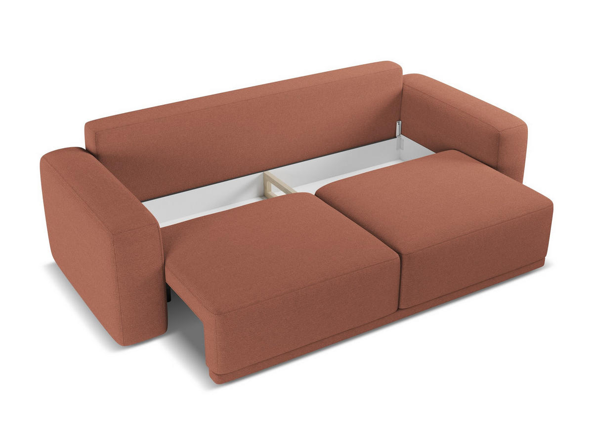 3-SITZER SOFA mit Schlaffunktion Chenille Stoff Pink - Pink/Hellrosa, Kunststoff/Textil (242/91/100cm) - Makamii