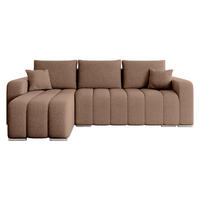 ECKSOFA Pufetto Boucle - Hellbraun/Silberfarben, Holz/Textil (244/147cm) - MIRJAN24