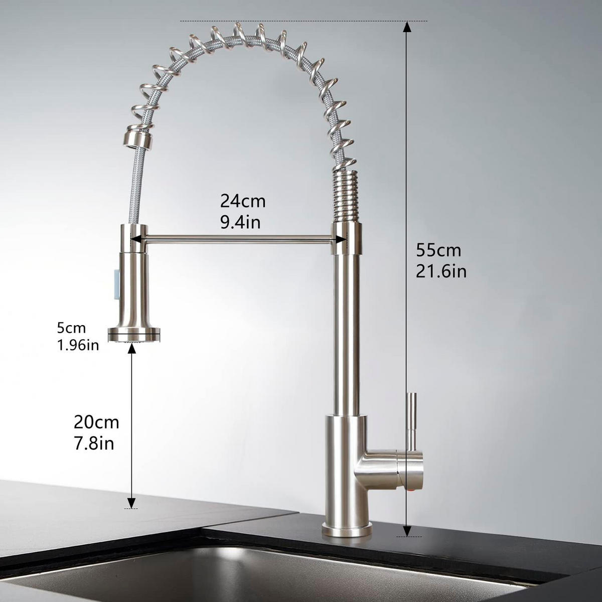 WASCHTISCHARMATUR Flurinj 5/55/25 cm - Silberfarben, Metall (5/55/25cm) - ZMH