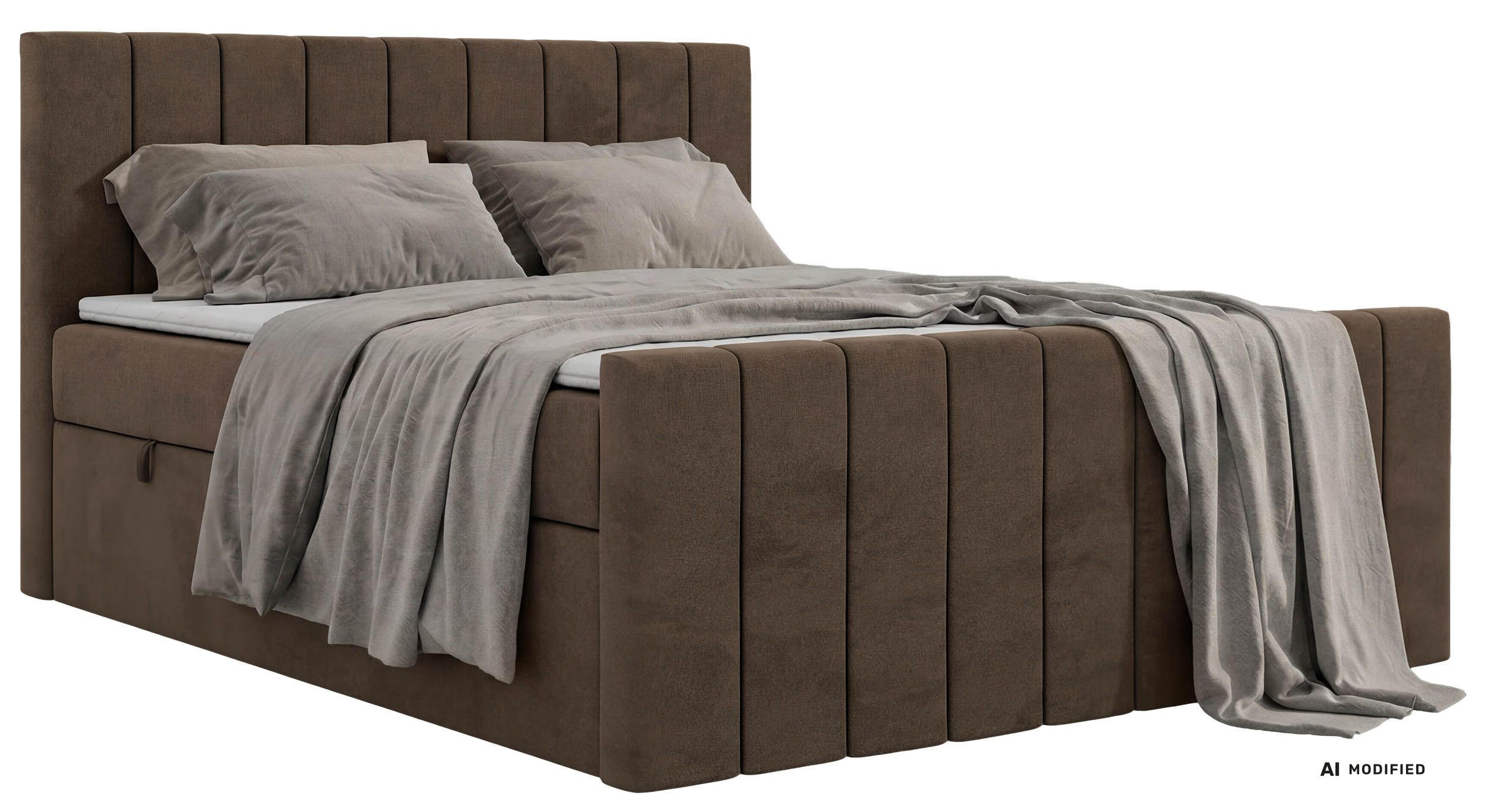 BOXBETT ALVER DUO 180/200 - Braun Velvet - Topper T25 - H3 - Schwarz/Braun, Kunststoff/Textil (180/200cm) - MKS