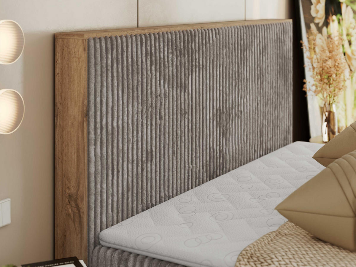 BOXBETT WOOD CLASSIC 180/200 - Hellbraun Cord - H4 - Hellbraun, Textil (180/200cm) - MKS