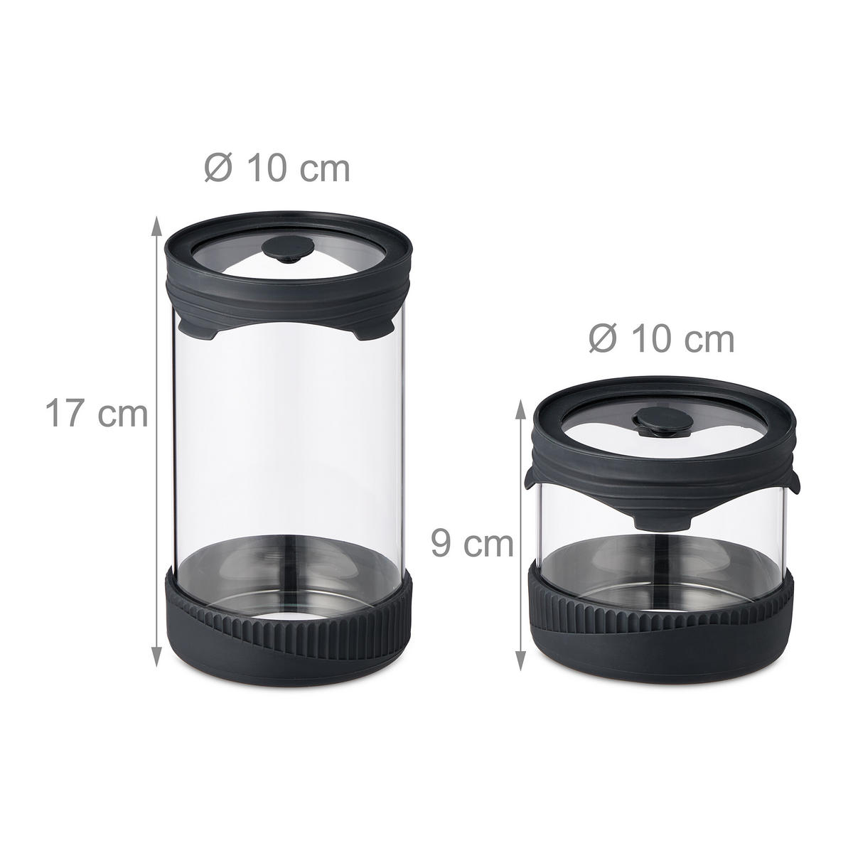 3XVORRATSGLAS - Multicolor, Glas/Kunststoff (10/17/10cm) - Relaxdays