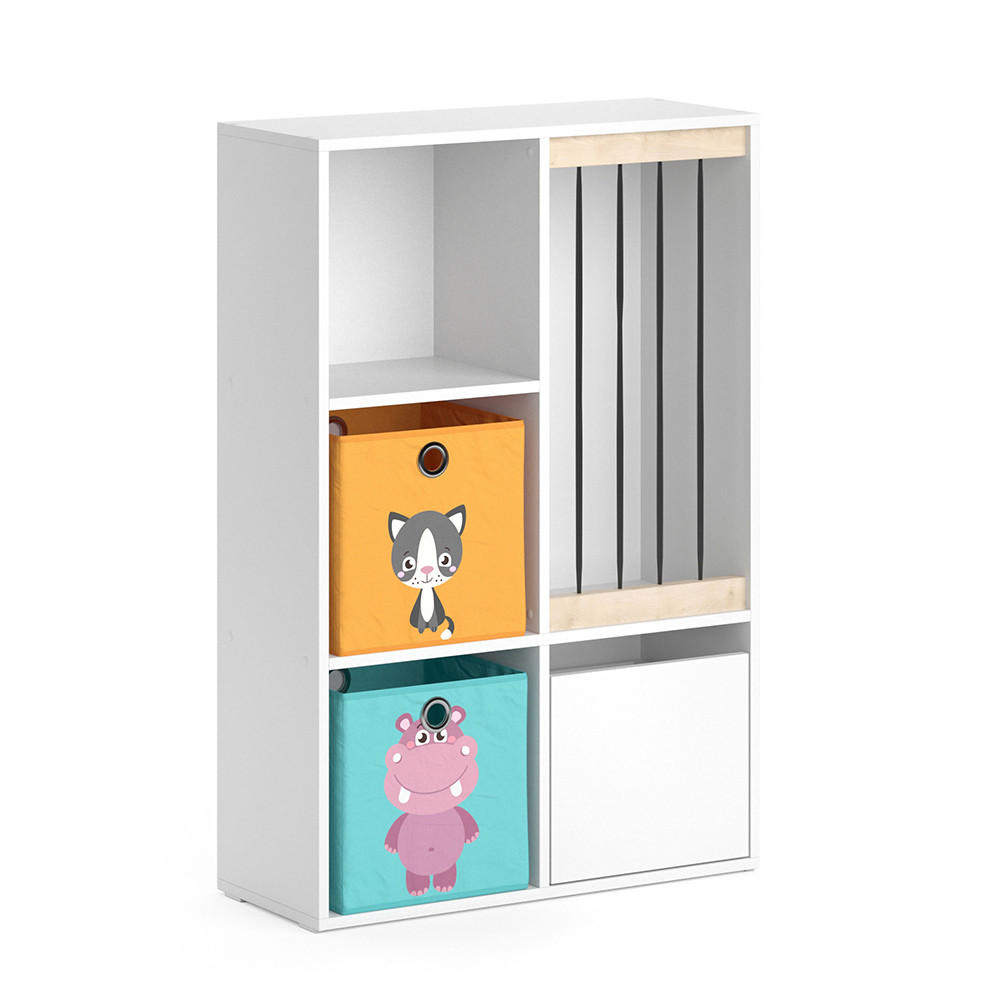 KINDERREGAL Luigi Weiß 72 x 107.8 cm mit 2 Faltboxen opt.1 - Weiß, Holzwerkstoff (29.2/107.8/72cm) - Vicco
