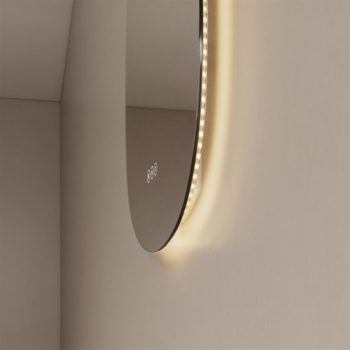 BADSPIEGEL mit Beleuchtung, Anti-Beschlag 75/55/3 cm - Weiß, Glas (55/2.9/75cm) - EMKE