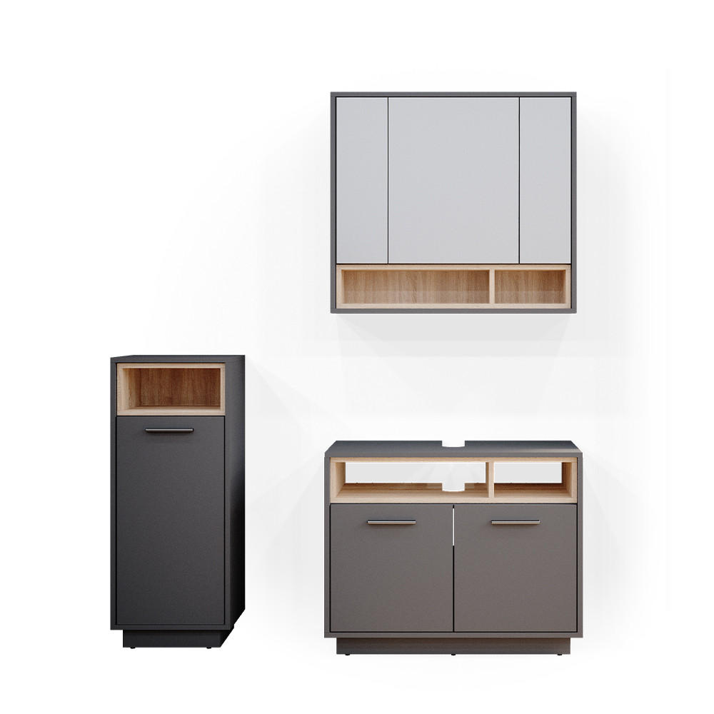 SET MOBILIER BAIE Beatrice, antracit, 3 piese
