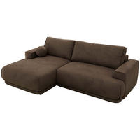 ECKSCHLAFSOFA RINA L Braun Velvet - links - Schwarz/Braun, Kunststoff/Textil (267/170cm) - MKS