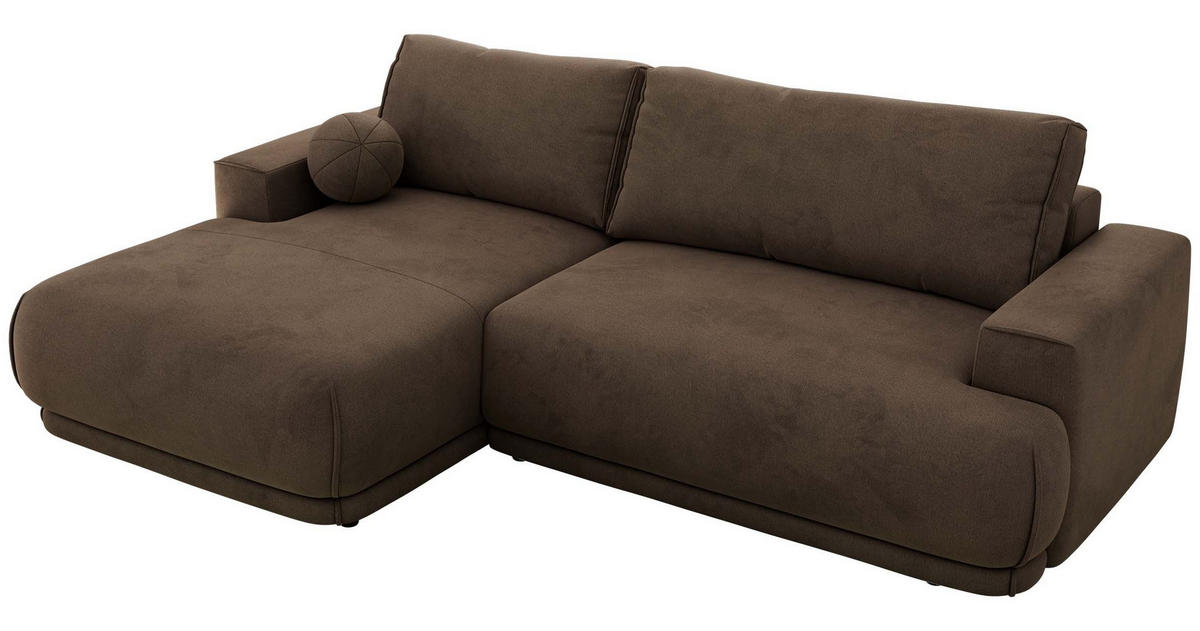 ECKSCHLAFSOFA RINA L Braun Velvet - links - Schwarz/Braun, Kunststoff/Textil (267/170cm) - MKS