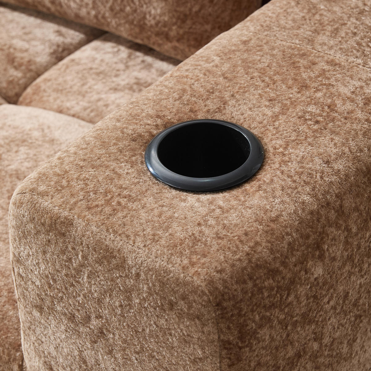ECKSOFA chenille L-form mit getränkehaltern & 3 kissen - Braun, Textil (258/163cm) - Urban Meuble