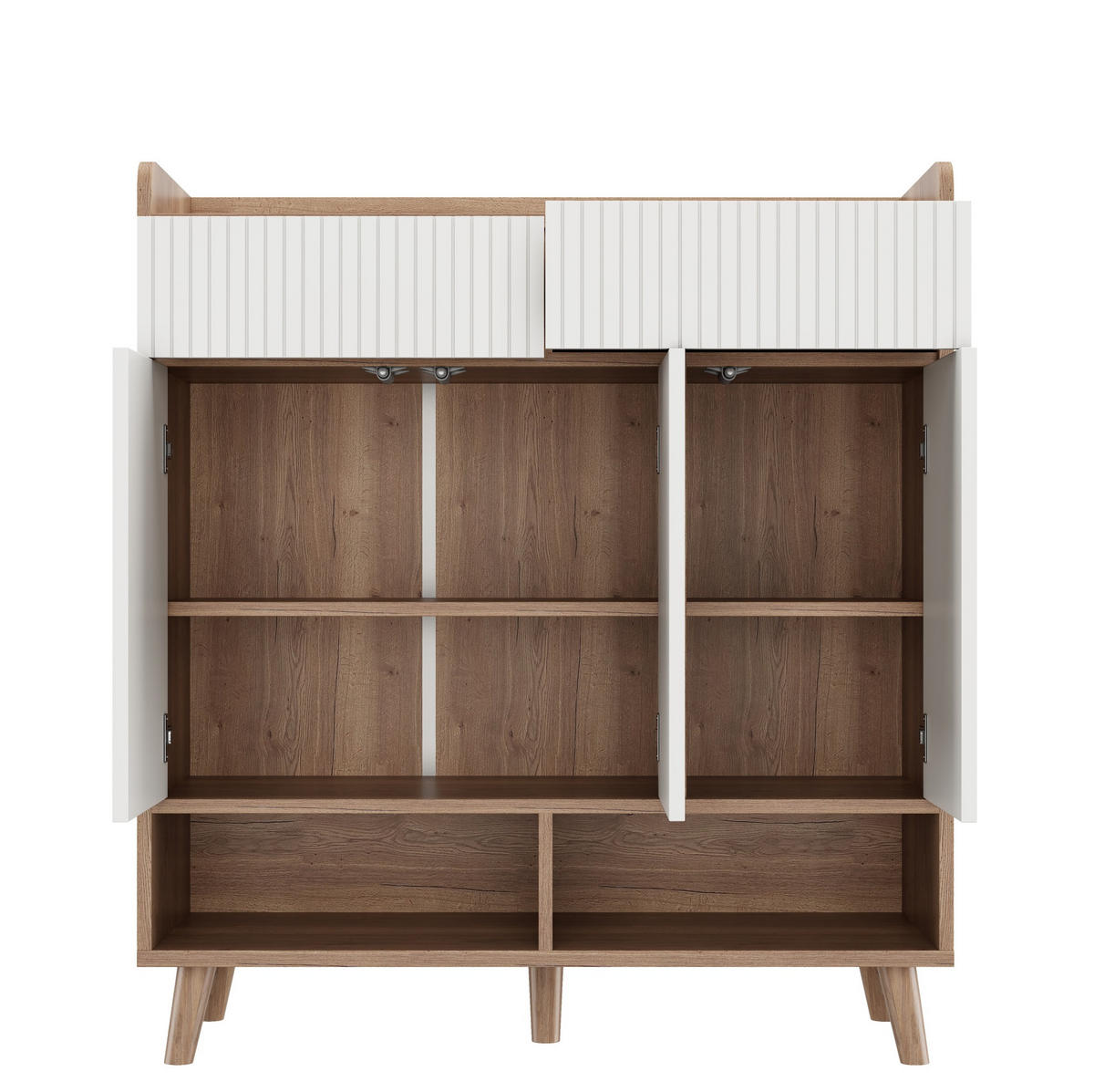 SCHUHSCHRANK aus MDF & Spanplatte 90x35x100cm in Weiß mit Kippsicherung - Weiß, Holzwerkstoff (90/100/35cm) - Modfu