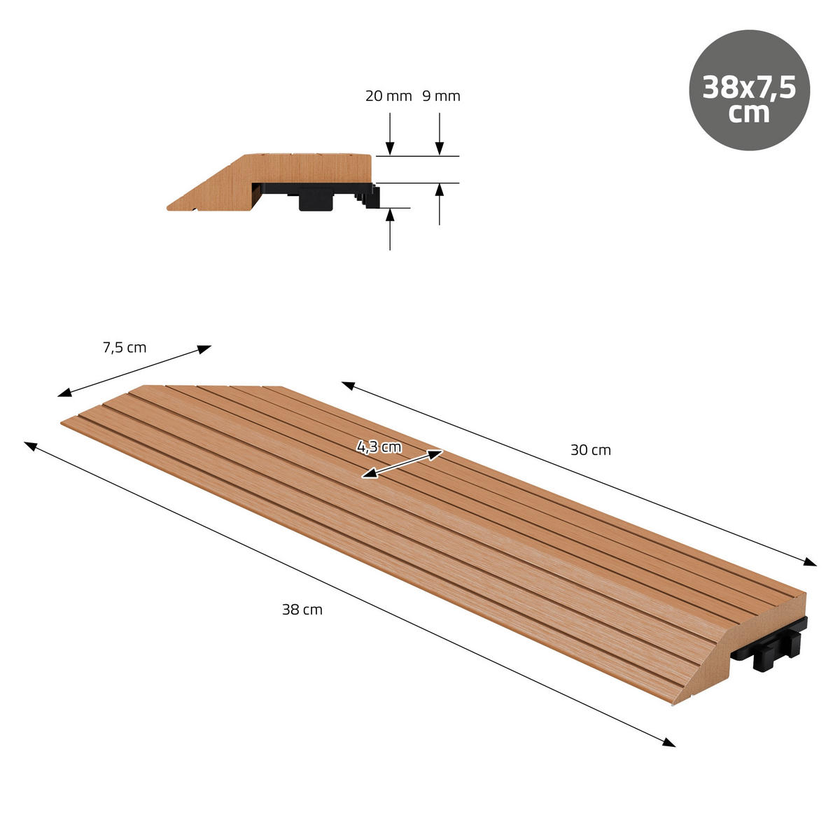 ABSCHLUSSLEISTE WPC Ecke links Hellbraun - Hellbraun, Holzwerkstoff (38/2/7.5cm) - ML-DESIGN