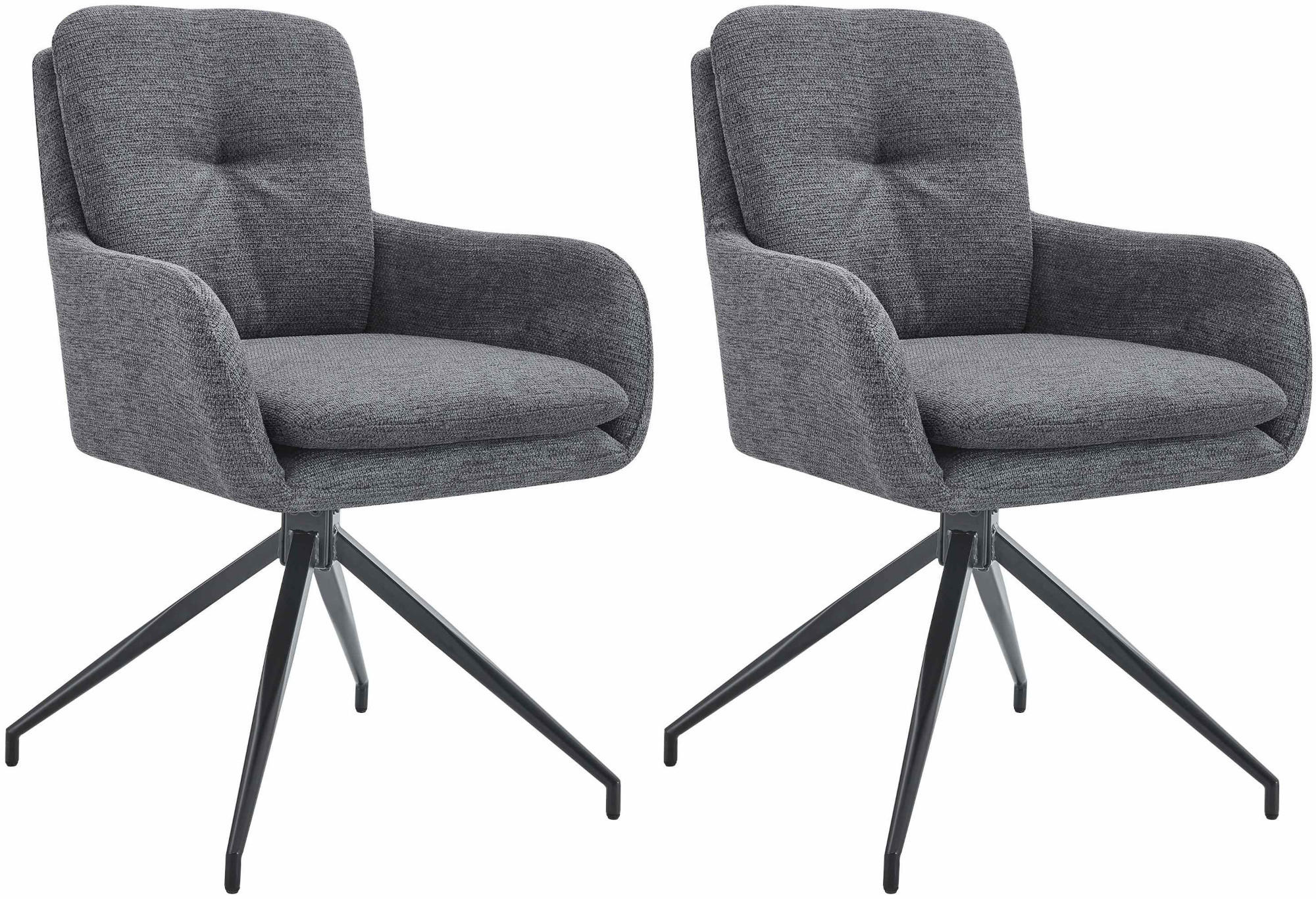 ESSZIMMERSTUHL 2er Set Stoff Dunkelgrau - Dunkelgrau/Schwarz, Textil/Metall (58/85/63cm) - CLP