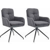 ESSZIMMERSTUHL 2er Set Stoff Dunkelgrau - Dunkelgrau/Schwarz, Textil/Metall (58/85/63cm) - CLP