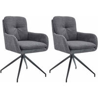 ESSZIMMERSTUHL 2er Set Stoff Dunkelgrau - Dunkelgrau/Schwarz, Textil/Metall (58/85/63cm) - CLP
