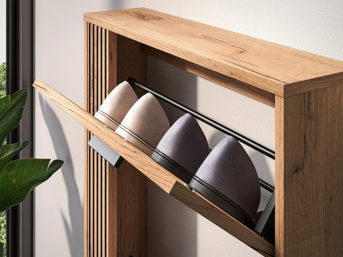 SCHUHSCHRANK Vasco Eiche 60 cm - Eichefarben, Holzwerkstoff (60/119.1/14.7cm) - Homebook