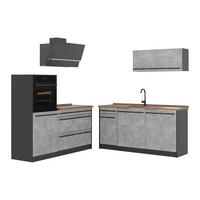 KUCHYŇSKÝ KOUT R-Line, Beton/Antracit, 160 cm pracovná doska Dub Goldkraft - šedá/antracitová, kompozitní dřevo (160/143/60cm) - Vicco