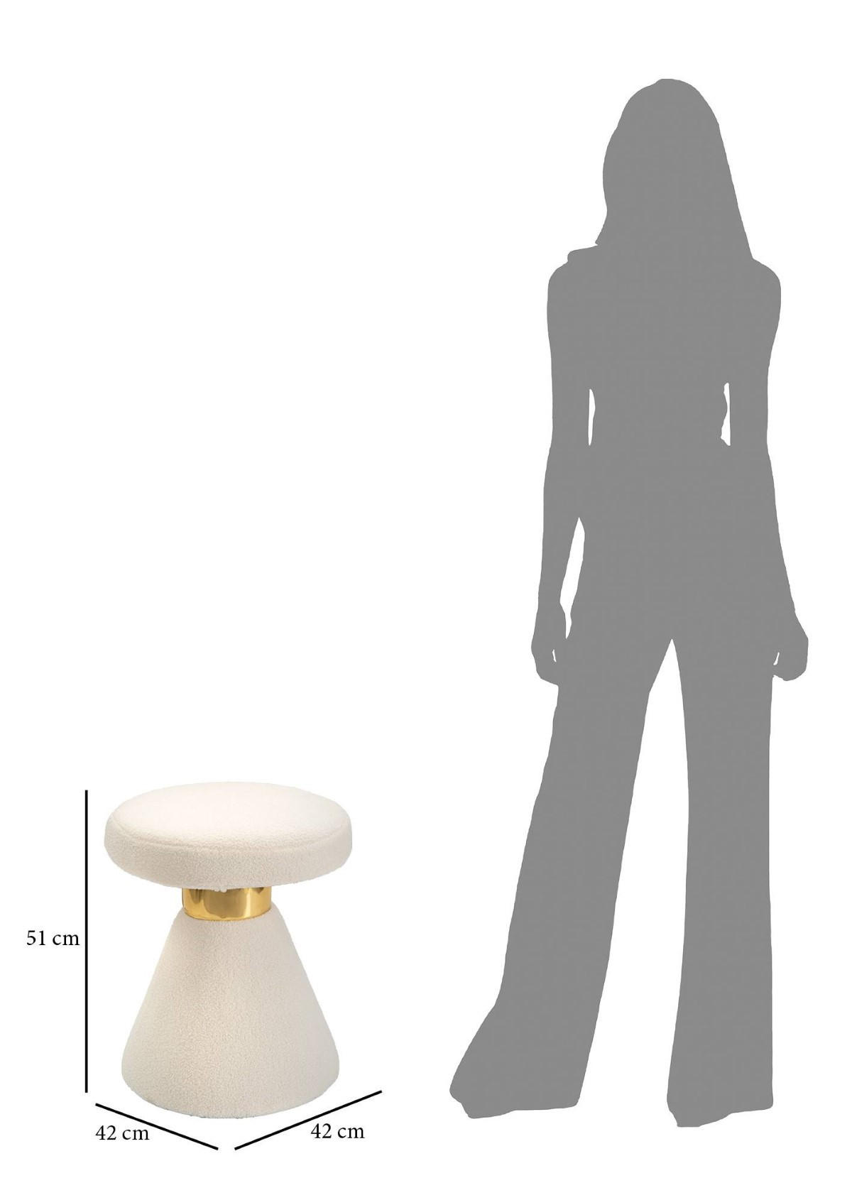 PLÜSCH-SITZHOCKER H 42/42/51 cm - Weiß, Textil (42/51/42cm) - Mauro Ferretti
