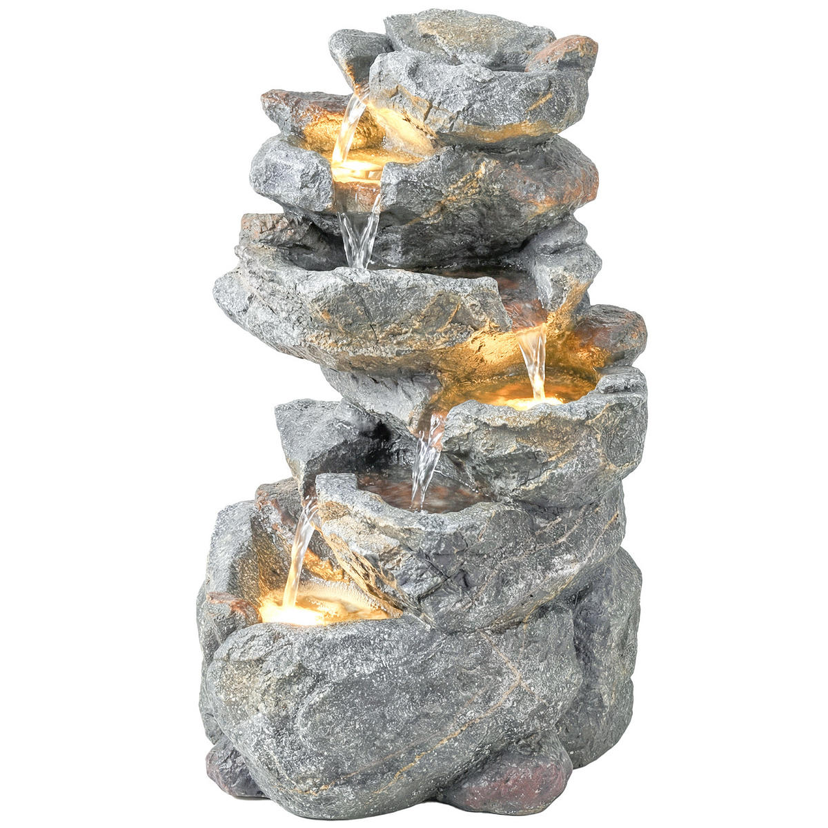 GARTENBRUNNEN DE-18870 6-stufige Kaskade mit LED Grau - Grau, Kunststoff (33/27/53cm) - ComfortXL