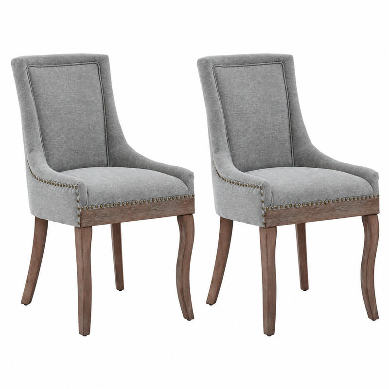 ESSZIMMERSTUHL 2er-Set mit hoher Rückenlehne Chenille Gray - Grau, Holz (55/92.5/61cm) - Meubliv