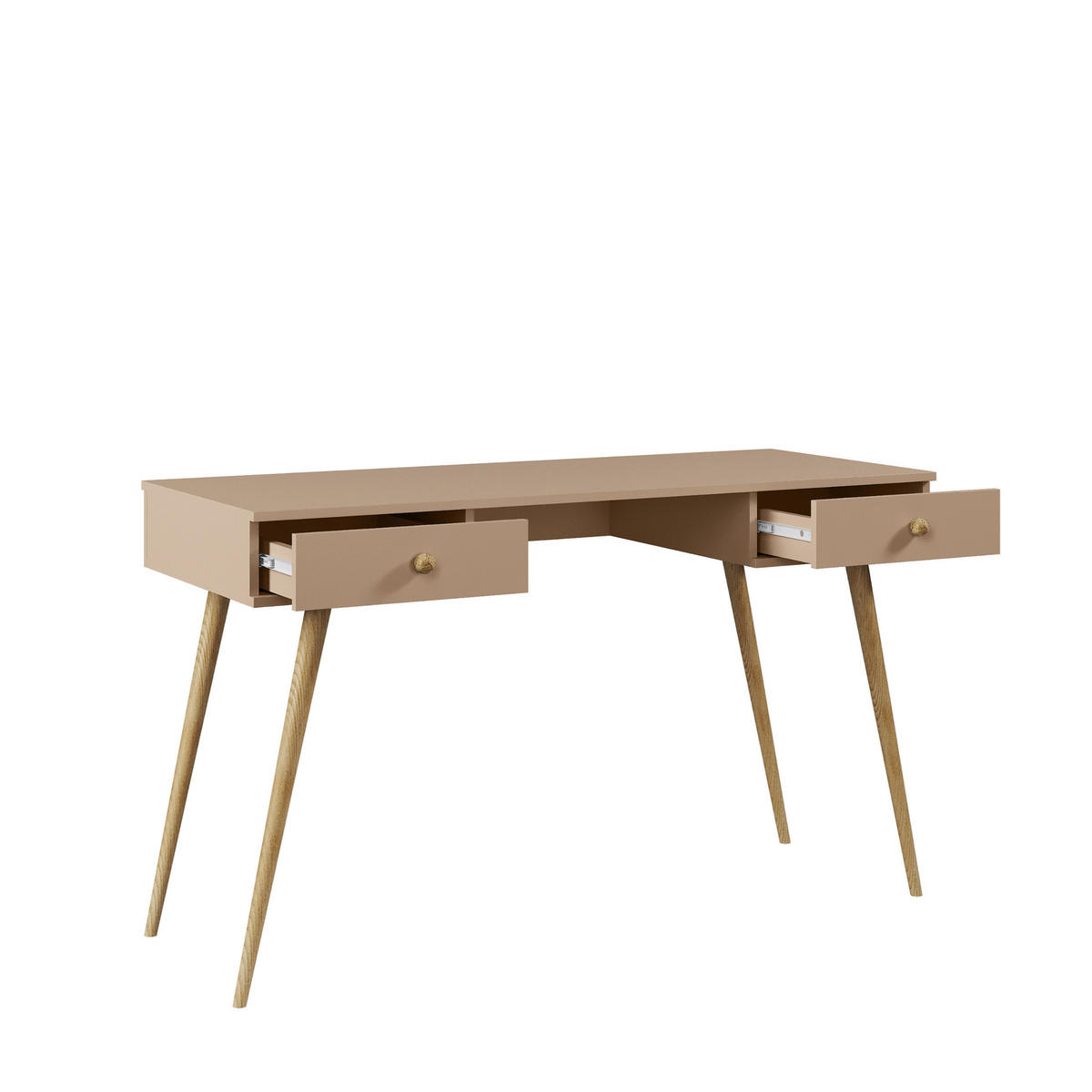 SCHREIBTISCH NATURA, 135 cm, Beige Macchiato, mit 2 Schubladen - Beige, Holz (54/135/79cm) - Excellent Home