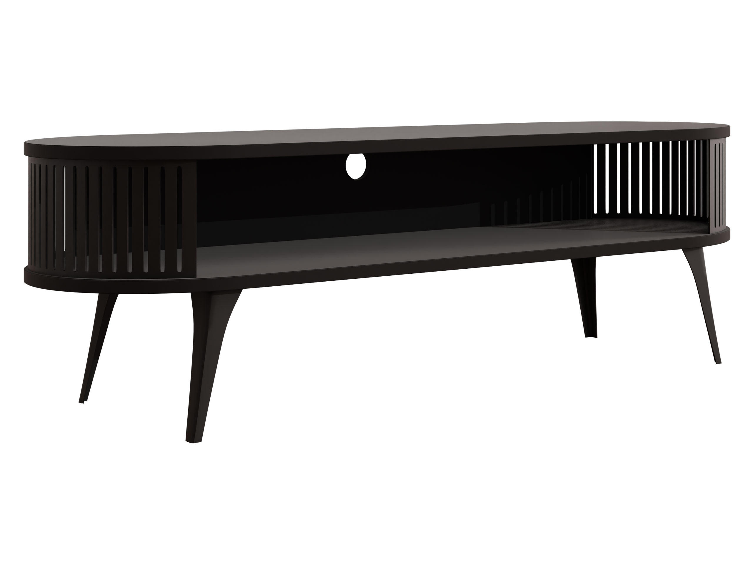 TV-LOWBOARD Roenni Oval - Schwarz, Holzwerkstoff/Metall (140/44/40cm) - MIRJAN24