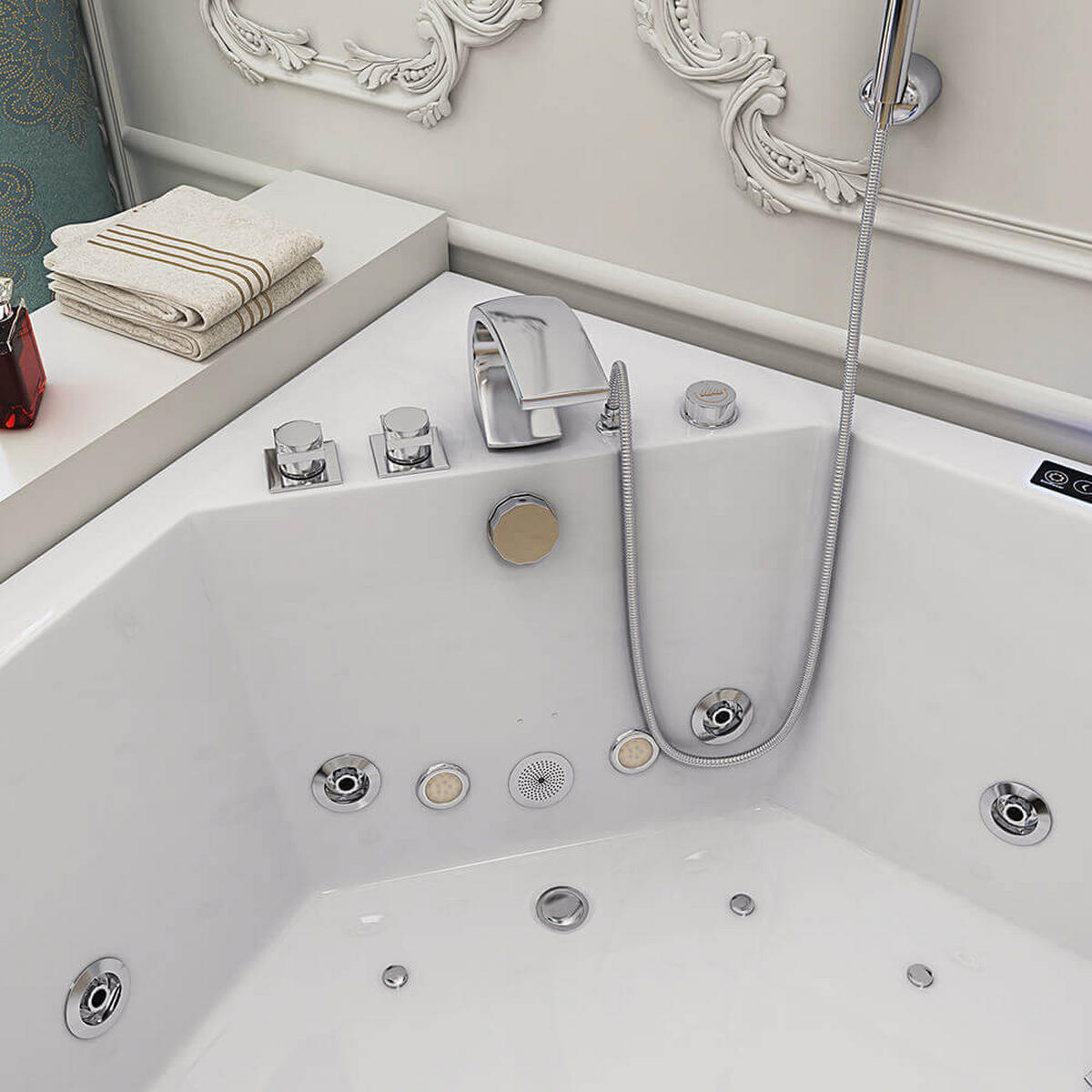 WHIRLPOOL ATLANTIC - Größe: L - Weiß, Keramik (140/64/140cm) - Home Deluxe