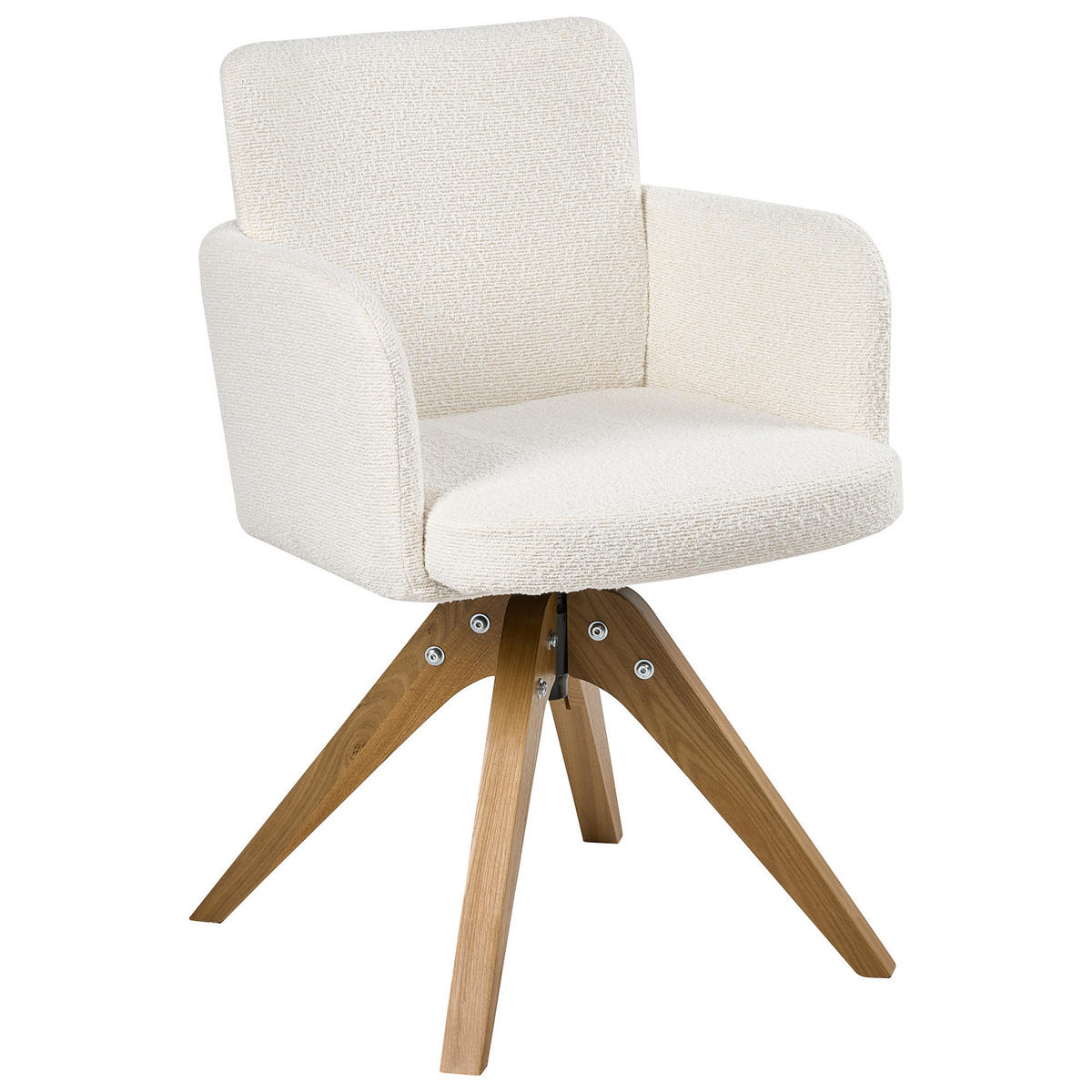 ESSZIMMERSTUHL 2er Set drehbar Bouclé Cremeweiß Evelyn - Creme, Holz/Textil (64/80/64cm) - Beliani